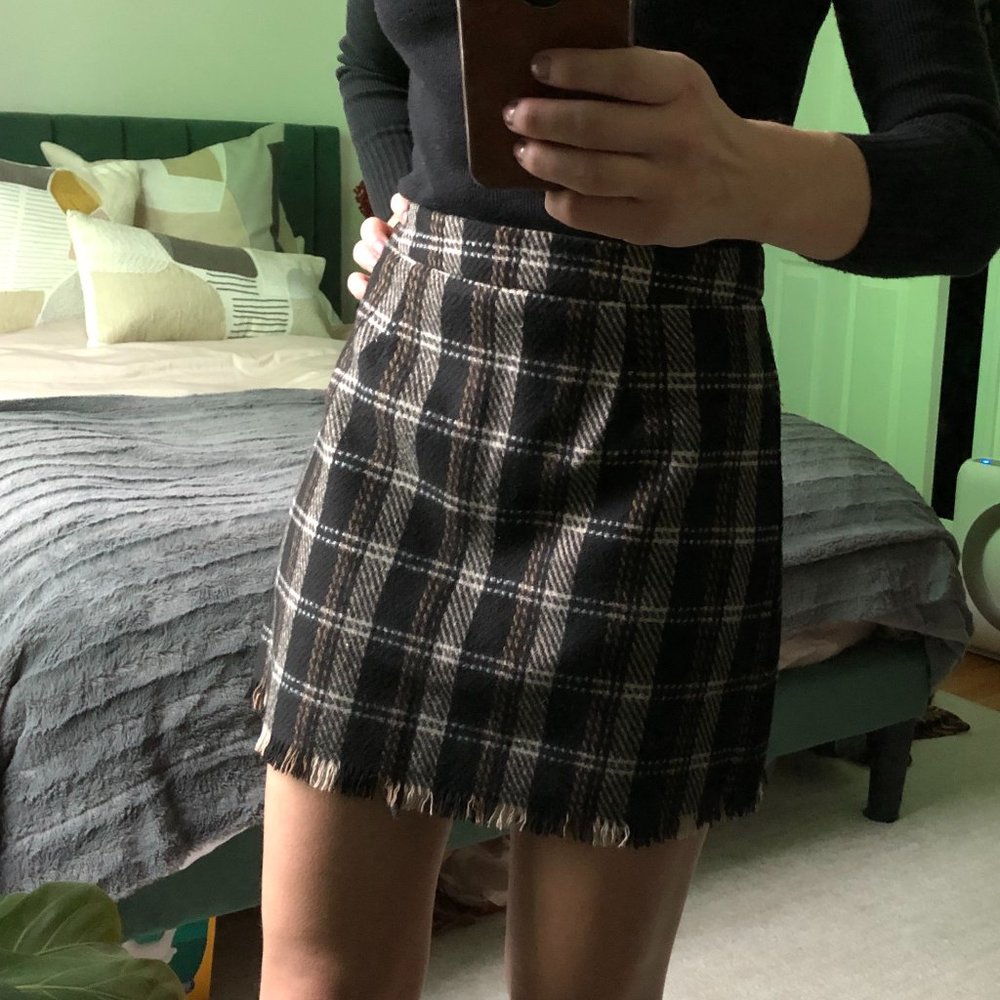 Black Multi Plaid Mini Skirt